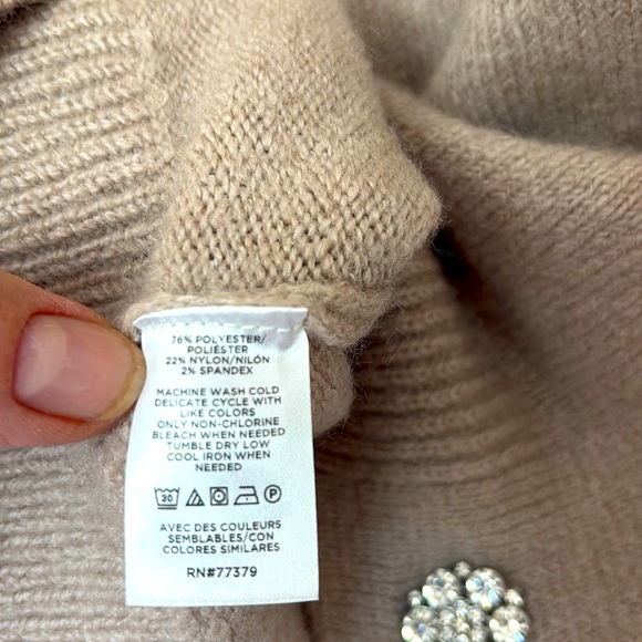 Ann Taylor Festive Beige V-neck Cardigan Sweater with Rhinestone Buttons. EUC - Picture 9 of 9